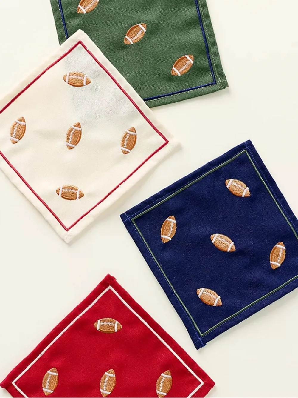 Anthropologie Frasier Sterling Cocktail Football Napkins, NWT